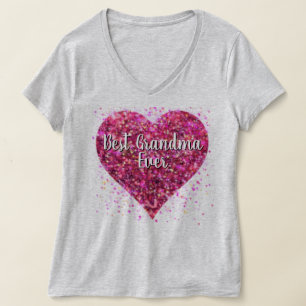 Rosa som sparkar glitter hjärta bäst mormor någons t shirt