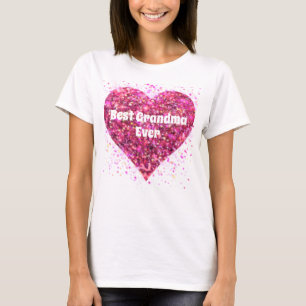 Rosa som sparkar glitter hjärta bäst mormor någons t shirt
