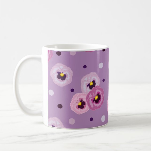 Rosa, sömlösa mönster kaffemugg (Vänster)