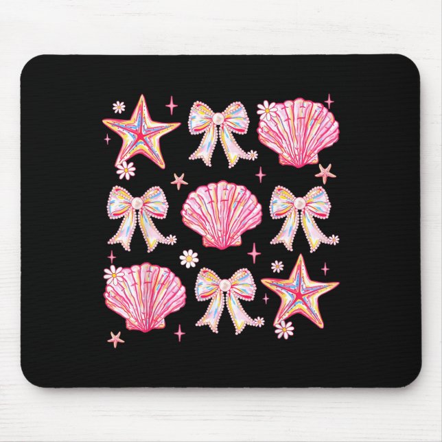 Rosa sommar Coquette Bow Clam sommar vibbar strand Musmatta (Framsidan)
