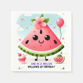 rosa sommar ett i melon första födelsedag pappersservett