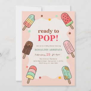 Rosa sommar-snurrer redo att poppa baby shower inbjudningar