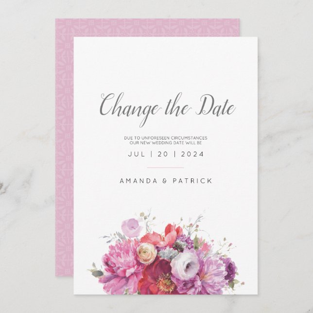 Rosa Sommarens Blommigt Vattenfärgens Bröllop Spar Spara Datumet (Fram/baksida)