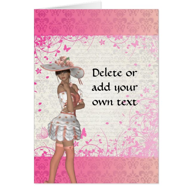 Rosa sommarflicka OBS kort (Framsidan)