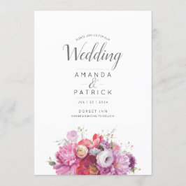Rosa Sommarinbjudan till Blommigten Watercolor Wed Inbjudningar