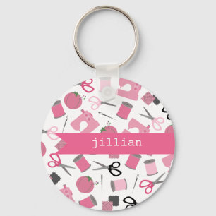 Rosa sömnadpersonlig Keychain Nyckelring