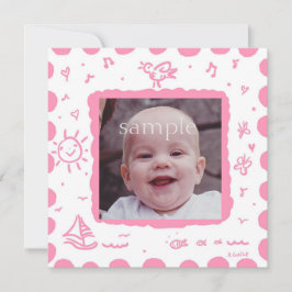 Rosa Songbird Birth Announcement Meddelande
