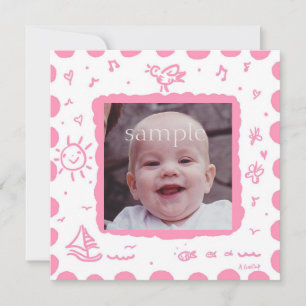 Rosa Songbird Birth Announcement Meddelande
