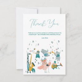 Rosa Songbird med Djurfåglar på födelsedagen Tack Kort