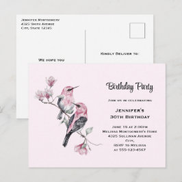 Rosa Songfåglar på fågeldagen Träd Gren Inbjudan Vykort