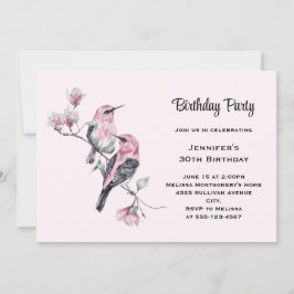 Rosa Songfåglar på fågeldagen Träd Gren Inbjudningar