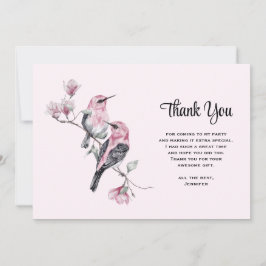 Rosa Songfåglar vid Träd Gren Tack Kort