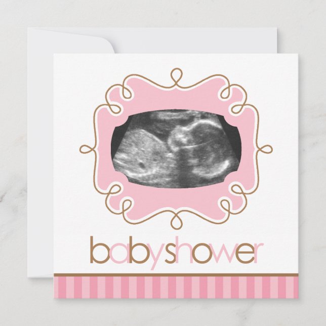 Rosa Sonogram Baby Showerns Inbjudningar (Framsida)