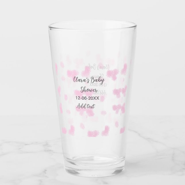 Rosa, söt blomsterbabyduschvattensfärg, modernt da glaskopp (Framsida)