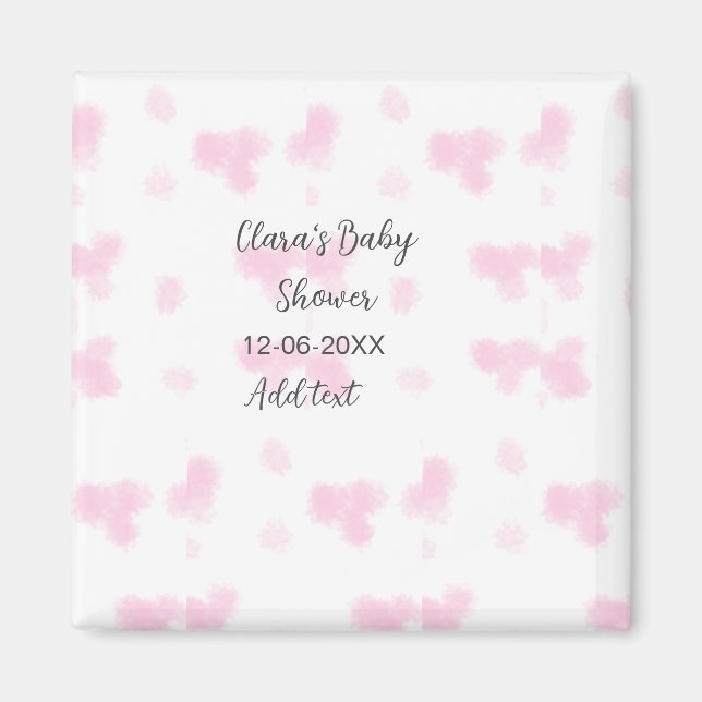 Rosa, söt blomsterbabyduschvattensfärg, modernt da magnet (Framsidan)