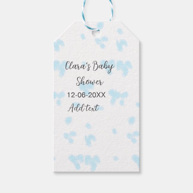 Rosa, söt blomsterbabyduschvattensfärg, modernt da presentetikett (Framsidan)