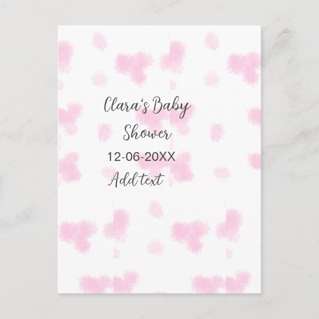 Rosa, söt blomsterbabyduschvattensfärg, modernt da vykort (Framsida)