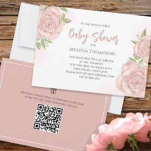 Rosa Söt Botaniskt Baby Bukett med rosor QR-kod