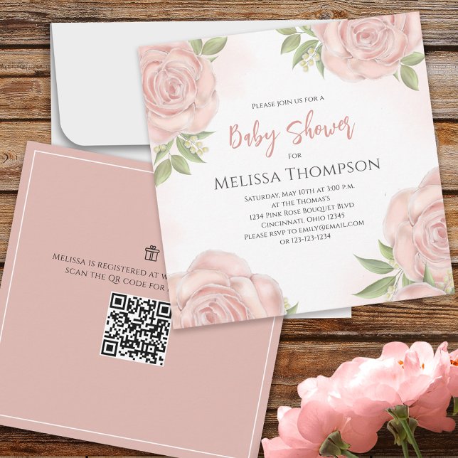 Rosa Söt Botaniskt Baby Bukett med rosor QR-kod (Skapare uppladdad)