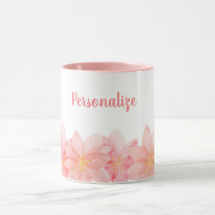 Rosa Söt & Girly Blommigt Personlig Coffee Mugg