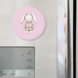 Rosa Söt Gullig Kanin Rosa Tröja Hjärta Magnet