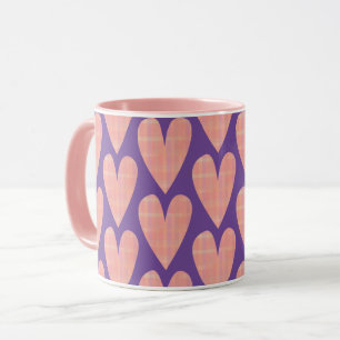 Rosa Söt Hearts på Lila Mugg Kopp