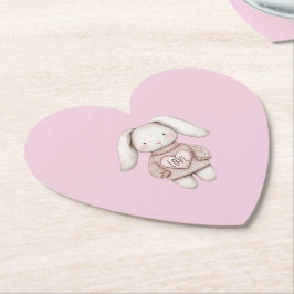 Rosa Söt Kanin Rosa Tröja Hjärt Baby Shower Underlägg Papper