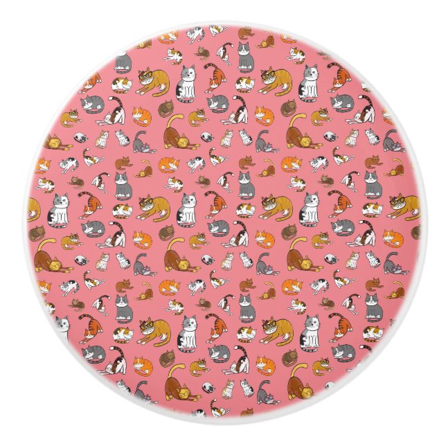 rosa, söt katt mönster-design för kattälskare- knopp (Framsidan)