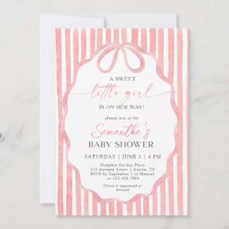 Rosa Söt Liten Flickas Koketta Babyshower Inbjudningar
