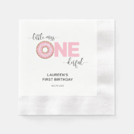 Rosa Söt Liten Fröken 1-årsdag  Pappersservett