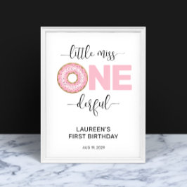Rosa Söt Liten Fröken 1-årsdag Poster