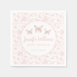 Rosa söt liten smörfluga flicka-dusch papper pappersservett