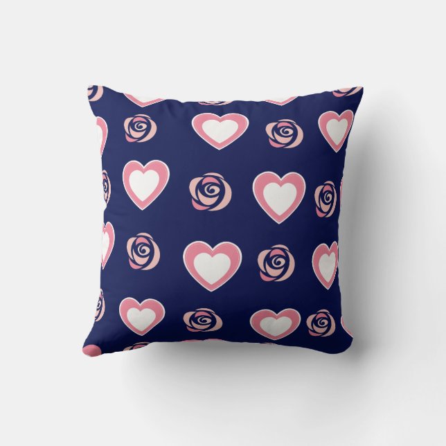 Rosa Söt Mysig Modern Romantisk Chic Stylisk Hjärt Kudde (Baksida)