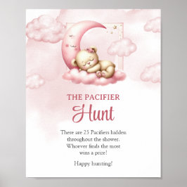  rosa söt nalle Nappar Hunt-spelet Poster
