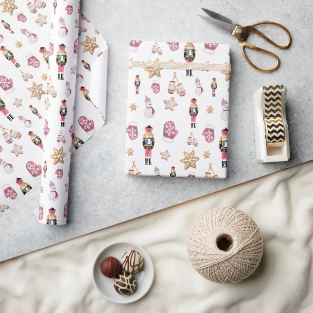 Rosa Söt Nötknäppare Sugar Land Akvarell Presentpapper (Hantverk)