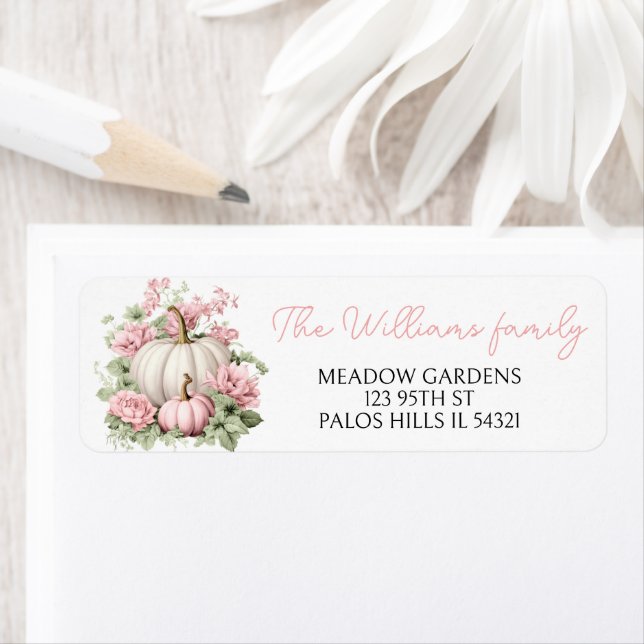 Rosa, söt pumkin flicka-returadress returadress etikett (Insitu)