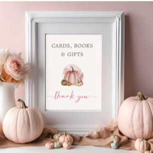 Rosa Söt Pumpa Babyflicka Bröllops Kort Bok Presen Poster