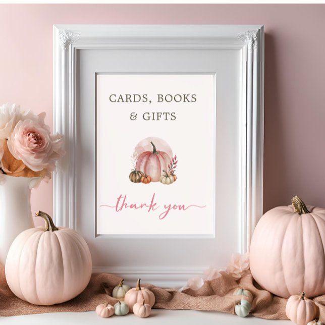 Rosa Söt Pumpa Babyflicka Bröllops Kort Bok Presen Poster (Skapare uppladdad)