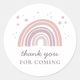 Rosa söt regnbåge. Tack, barns födelsedag party Runt Klistermärke