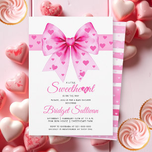 Rosa söt syster-valentin flicka baby shower inbjudningar