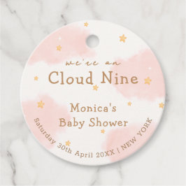 Rosa söta Cloud Nine flicka baby shower  Gåvor Etiketter
