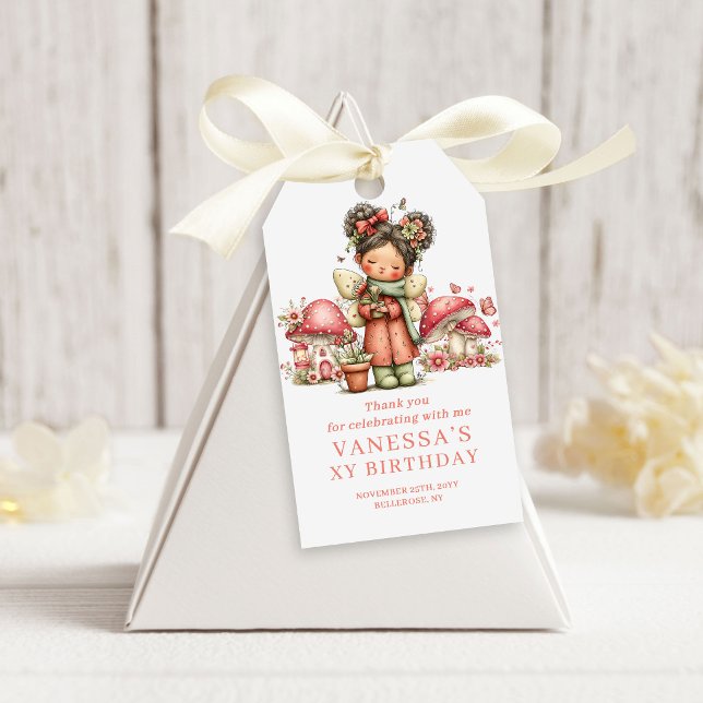 Rosa söta fe 1-års födelsedagspresent gåvorycketik presentetikett (Pink Cute Fairy 1st Birthday Favor Gift Tags)