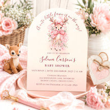 Rosa söta hjort baby shower (Babyflicka) inbjudan
