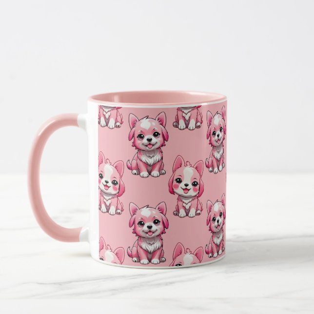 Rosa söta hundar mugg (Vänster)