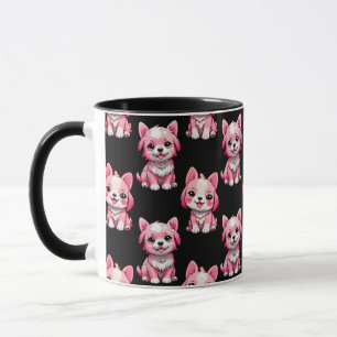 Rosa söta hundar - Svart Mugg