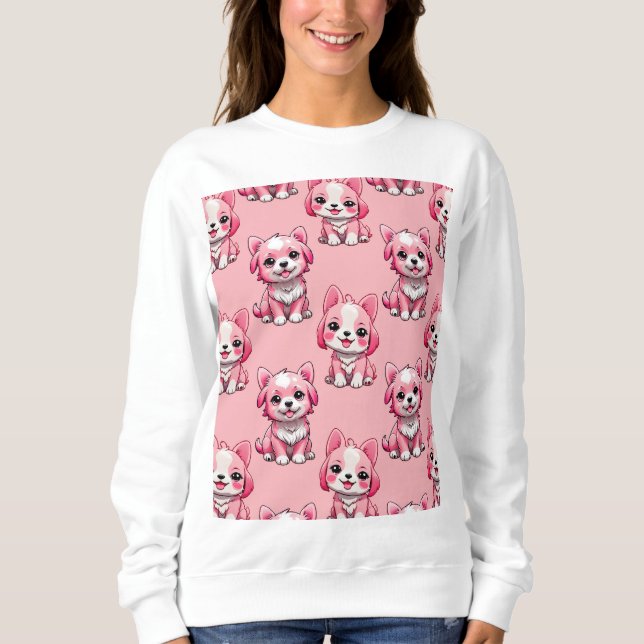 Rosa söta hundar t shirt (Framsida)