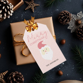 Rosa sött jultomte-illustration presentetikett