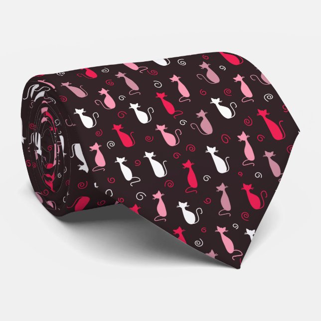 Rosa sött kattmönster slips (Rullad)