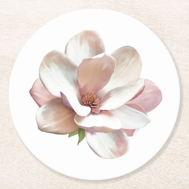 Rosa Southern magnolia Underlägg Papper Rund (Framsidan)