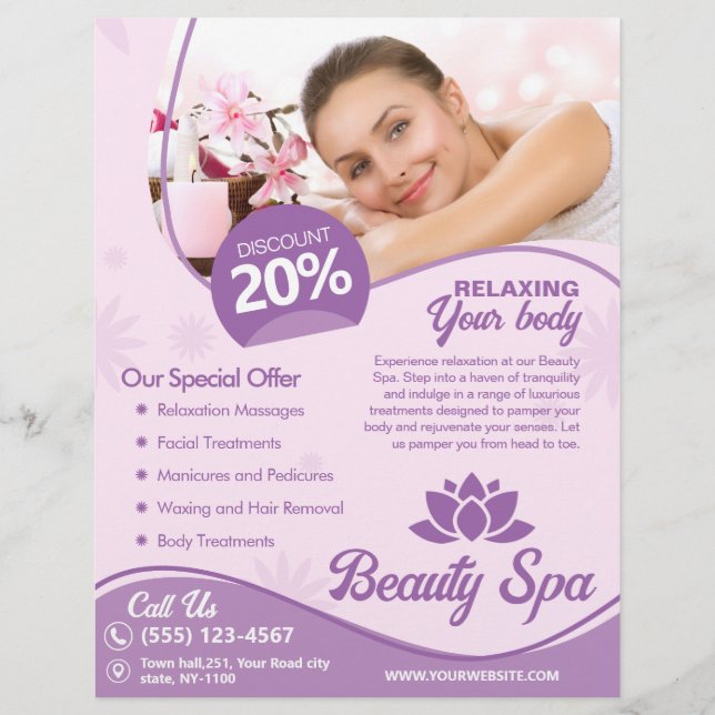 Rosa Spa, Beauty Salon, Hälsa Centre Reklamblad (Framsidan)